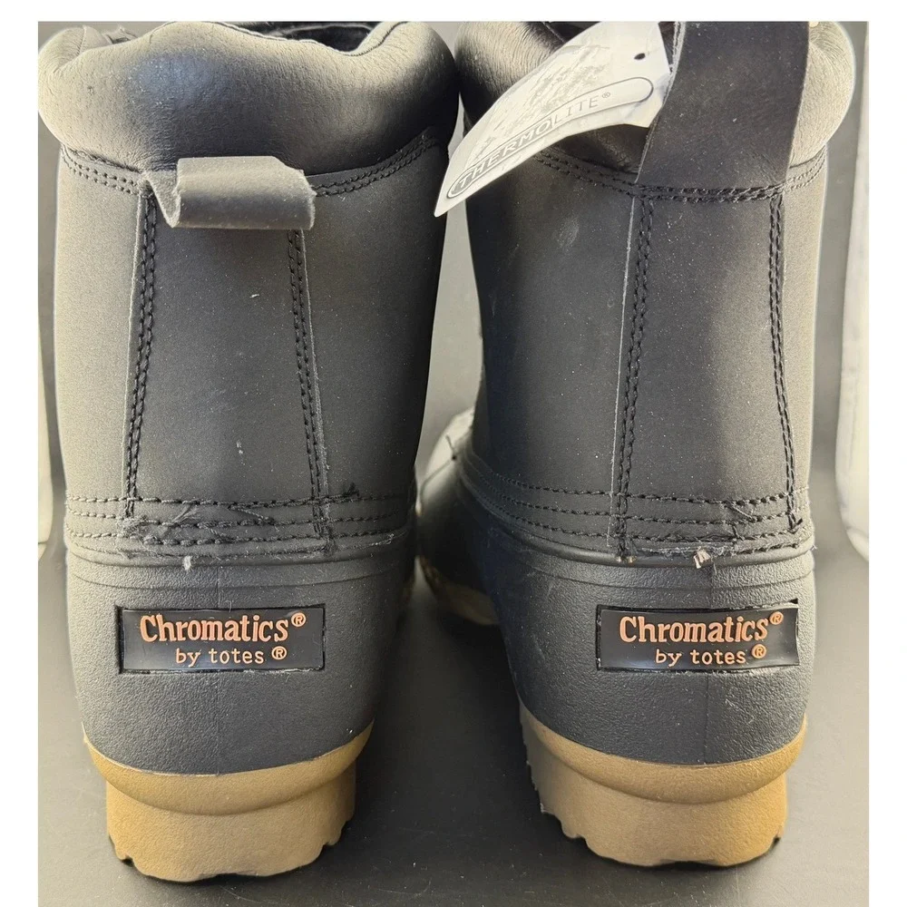 Chromatics by Totes-Black Leather Boots, Thermolite Insulated, 57646, Womens 11W